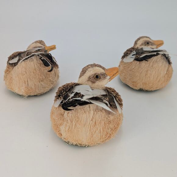 Trio Sisal Ducklings Easter Decor Baby Water Fowl Straw Bristle Feather Bird VTG - Picture 4 of 10